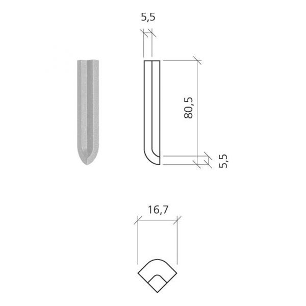 Mosa Global collection 75214DI82 Inwend. hoek 2X7,5cm Fl. Seashell 5,5mm